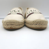 Gucci Logo Espadrilles Cream Canvas Size 39.5
