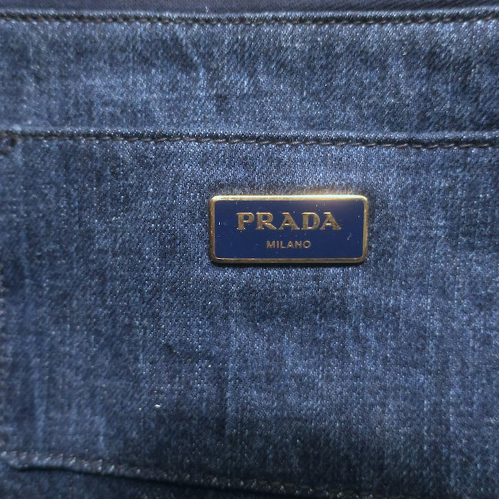 Prada Large Canapa Denim Tote Bag Dark Blue