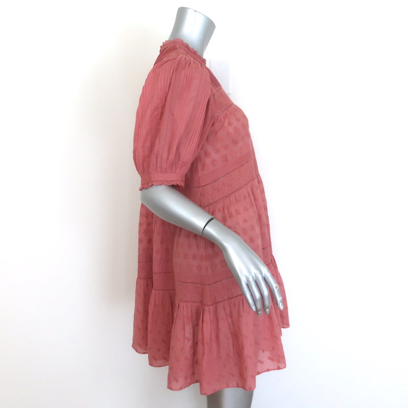 Doen Nerine Embroidered Mini Dress Mirage Pink Cotton-Voile Size Extra Small
