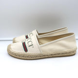 Gucci Logo Espadrilles Cream Canvas Size 39.5