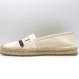 Gucci Logo Espadrilles Cream Canvas Size 39.5