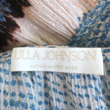 Ulla Johnson Kaede Ruffle Blouse Blue/Multi Metallic Printed Cotton-Blend Size 6