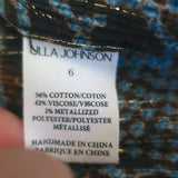 Ulla Johnson Kaede Ruffle Blouse Blue/Multi Metallic Printed Cotton-Blend Size 6