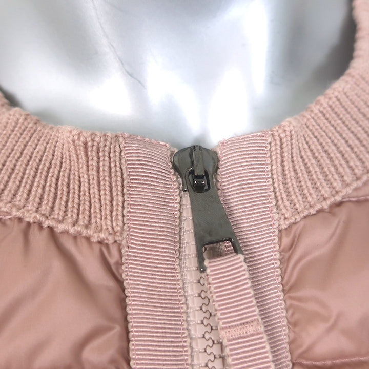 Moncler Maglione Tricot Alla Coreana Knit Puffer Jacket Pink Wool Size Small