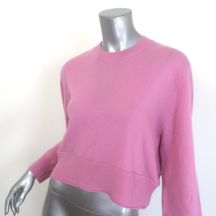 LoveShackFancy Cropped Cashmere Crewneck Sweater Pink Size Extra Small