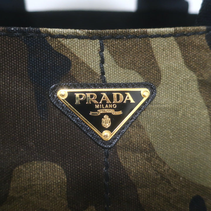 Prada Large Canapa Camo Tote Bag Army Green Canvas