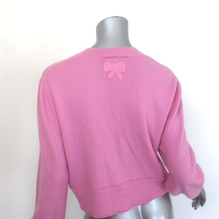 LoveShackFancy Cropped Cashmere Crewneck Sweater Pink Size Extra Small