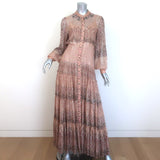 Hemant & Nandita Noor Maxi Dress Blush Metallic Printed Chiffon Size Extra Small