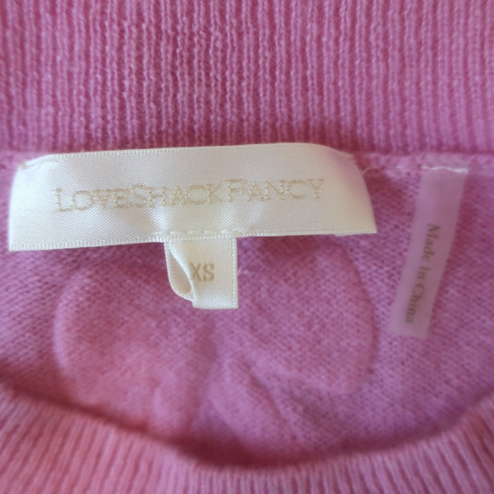 LoveShackFancy Cropped Cashmere Crewneck Sweater Pink Size Extra Small