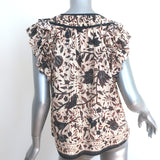 Ulla Johnson Asmara Top Cream Printed Cotton-Blend Size 6 Flutter Sleeve Blouse