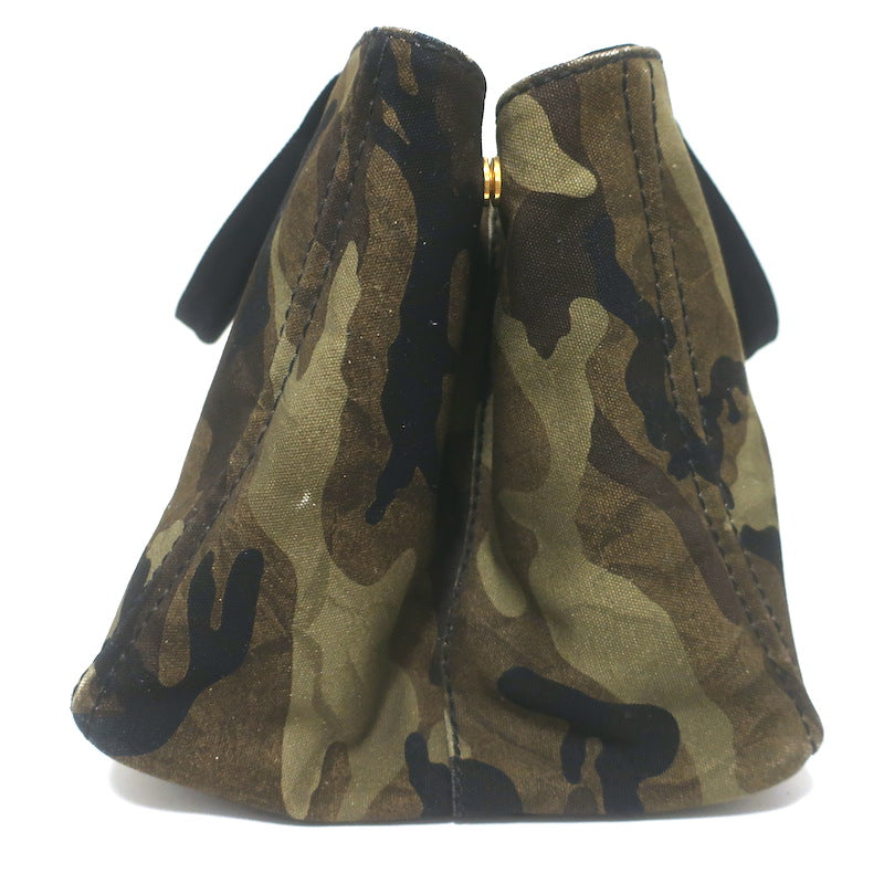 Prada Large Canapa Camo Tote Bag Army Green Canvas