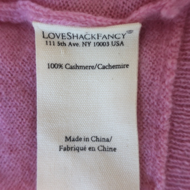 LoveShackFancy Cropped Cashmere Crewneck Sweater Pink Size Extra Small
