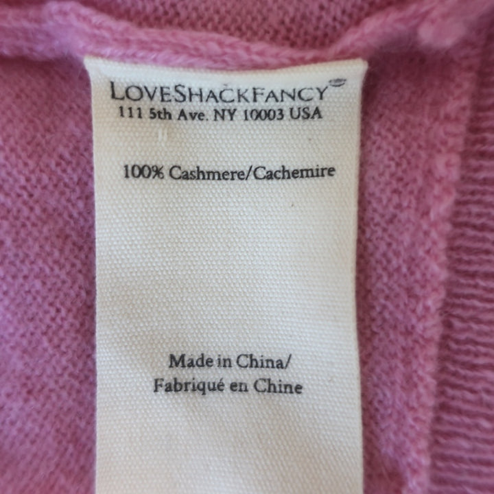 LoveShackFancy Cropped Cashmere Crewneck Sweater Pink Size Extra Small