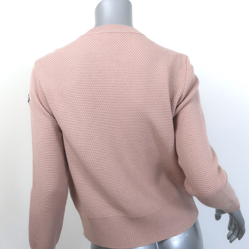 Moncler Maglione Tricot Alla Coreana Knit Puffer Jacket Pink Wool Size Small