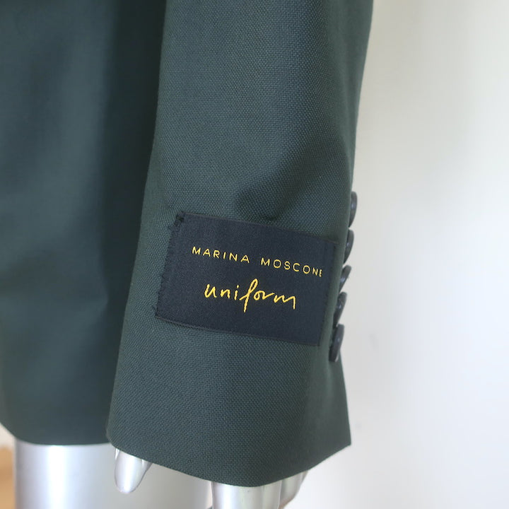 Marina Moscone Slim Boyfriend Blazer Forest Green Virgin Wool Size US 0 NEW