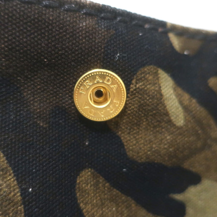 Prada Large Canapa Camo Tote Bag Army Green Canvas