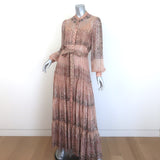 Hemant & Nandita Noor Maxi Dress Blush Metallic Printed Chiffon Size Extra Small