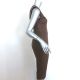 Ralph Lauren Black Label Leather-Trim Tweed Dress Brown Wool-Cashmere Size 2