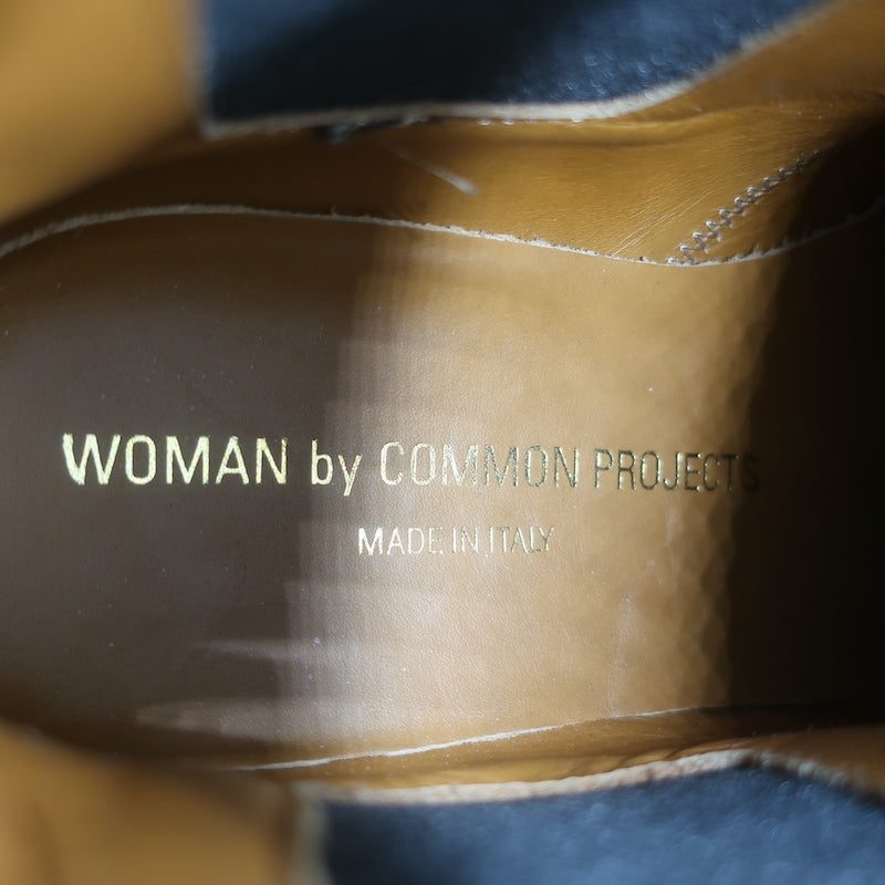 Woman by Common Projects Chelsea Boots Black Leather Size 37 Flat Ankle Boots