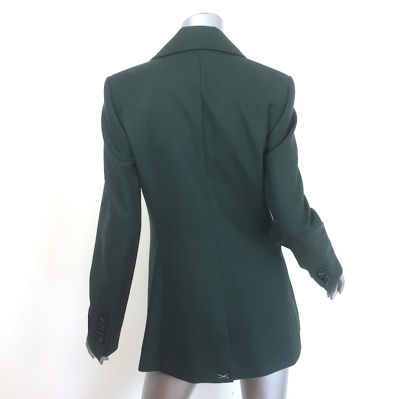 Marina Moscone Slim Boyfriend Blazer Forest Green Virgin Wool Size US 0 NEW