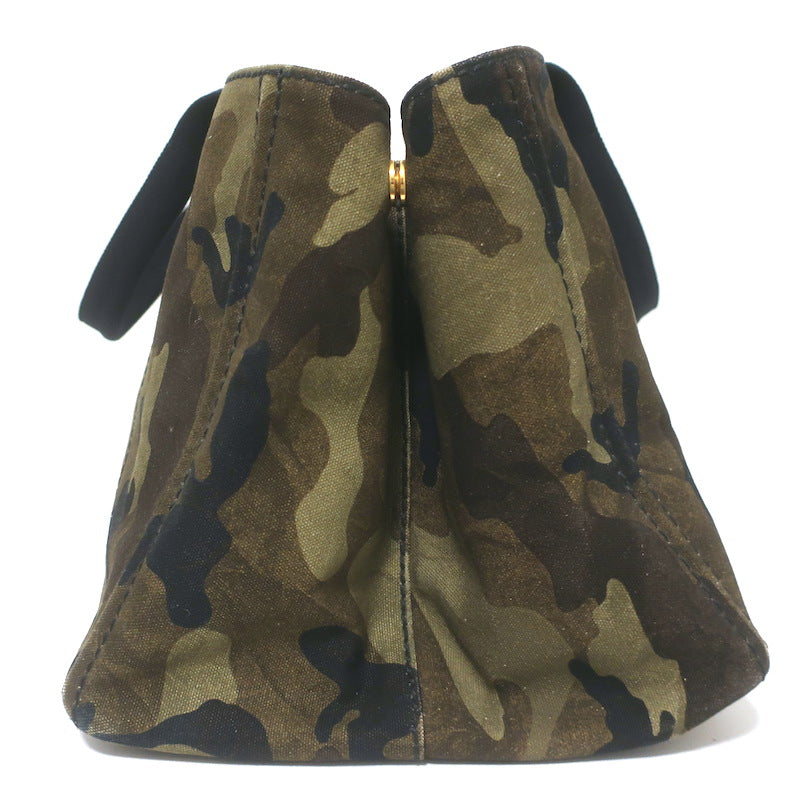 Prada Large Canapa Camo Tote Bag Army Green Canvas