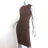 Ralph Lauren Black Label Leather-Trim Tweed Dress Brown Wool-Cashmere Size 2