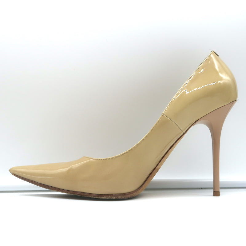 Jimmy Choo Abel Pumps Beige Patent Leather Size 40.5 Pointed Toe Heels