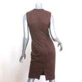 Ralph Lauren Black Label Leather-Trim Tweed Dress Brown Wool-Cashmere Size 2