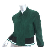Sandro Suede Bomber Jacket Green Size 1