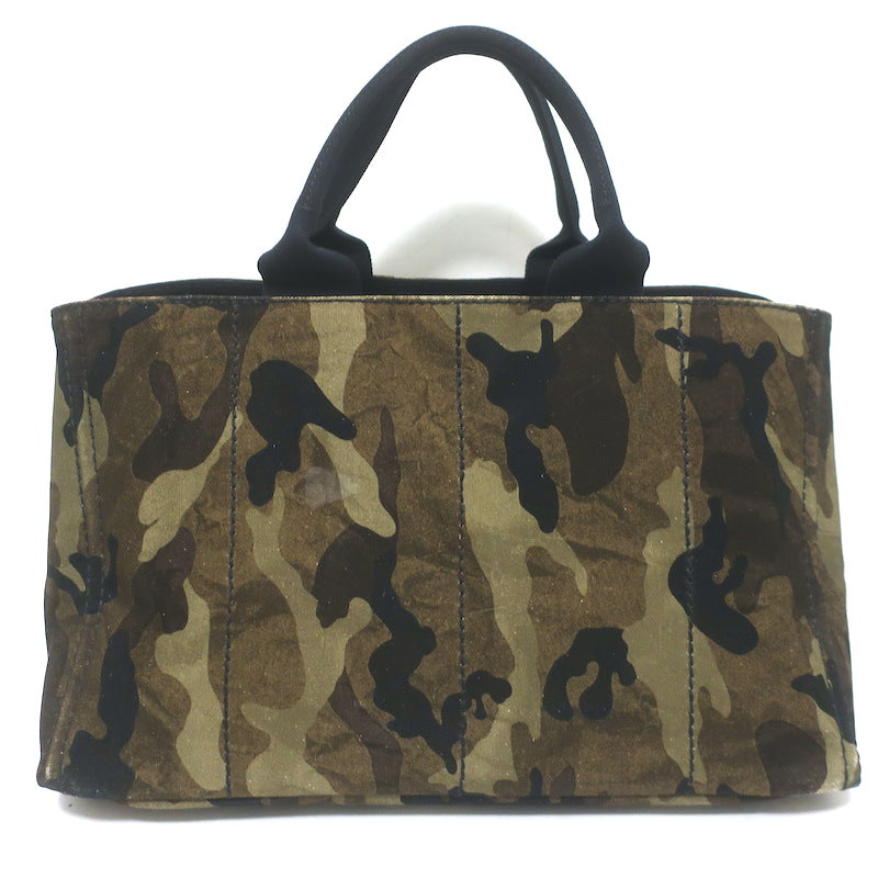 Prada Large Canapa Camo Tote Bag Army Green Canvas