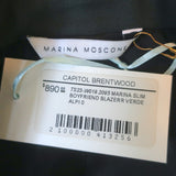 Marina Moscone Slim Boyfriend Blazer Forest Green Virgin Wool Size US 0 NEW