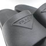 Prada Triangle Logo Rubber Pool Slide Sandals Black Size 38