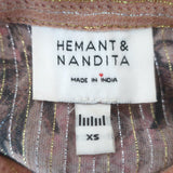 Hemant & Nandita Noor Maxi Dress Blush Metallic Printed Chiffon Size Extra Small