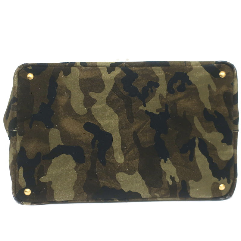 Prada Large Canapa Camo Tote Bag Army Green Canvas
