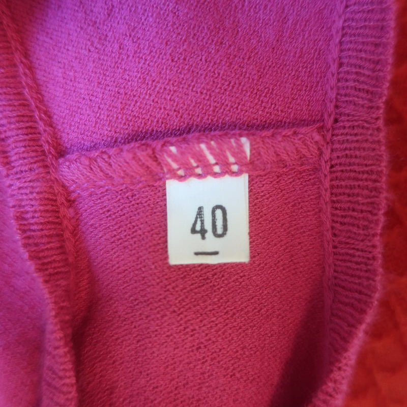 M Missoni Colorblock Sleeveless V-Neck Dress Red/Fuchsia Cotton Knit Size 40