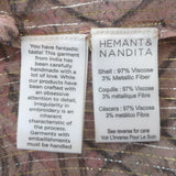 Hemant & Nandita Noor Maxi Dress Blush Metallic Printed Chiffon Size Extra Small