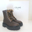 Celine Bulky Lace-Up Combat Boots Dark Brown Leather Size 37 NEW