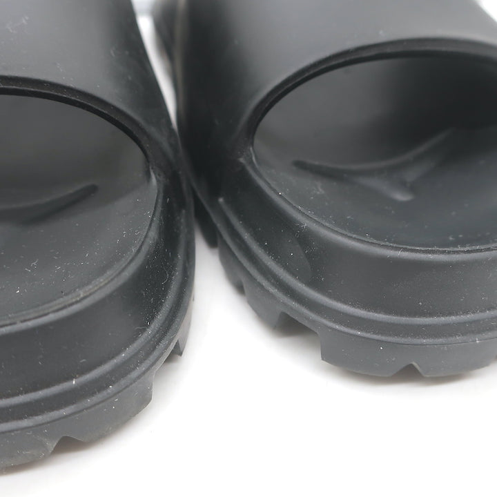 Prada Triangle Logo Rubber Pool Slide Sandals Black Size 38