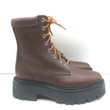 Celine Bulky Lace-Up Combat Boots Dark Brown Leather Size 37 NEW
