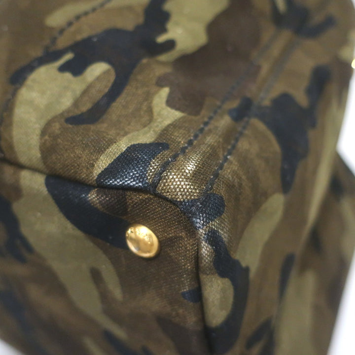 Prada Large Canapa Camo Tote Bag Army Green Canvas
