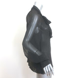 Oscar de la Renta Tie-Neck Chiffon Blouse Dark Brown Size 6 Long Sleeve Top