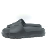 Prada Triangle Logo Rubber Pool Slide Sandals Black Size 38