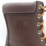Celine Bulky Lace-Up Combat Boots Dark Brown Leather Size 37 NEW