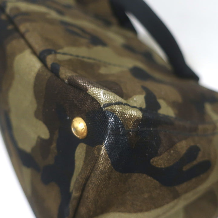 Prada Large Canapa Camo Tote Bag Army Green Canvas