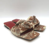 BY FAR Lima Knotted Flat Slide Sandals Almond Snake Print Leather Size 38 NEW
