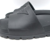 Prada Triangle Logo Rubber Pool Slide Sandals Black Size 38