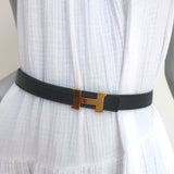 Hermes Constance Reversible Belt Black Swift & Gold Epsom Leather Size 80