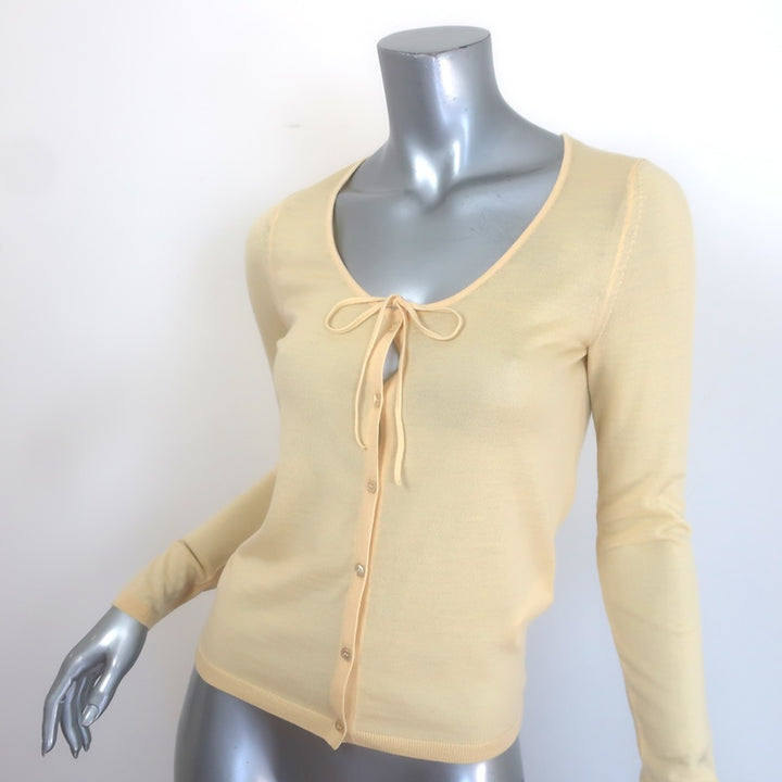 Doen Naida Tie-Neck Cardigan Citrone Featherweight Merino Wool Size Small NEW