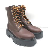Celine Bulky Lace-Up Combat Boots Dark Brown Leather Size 37 NEW