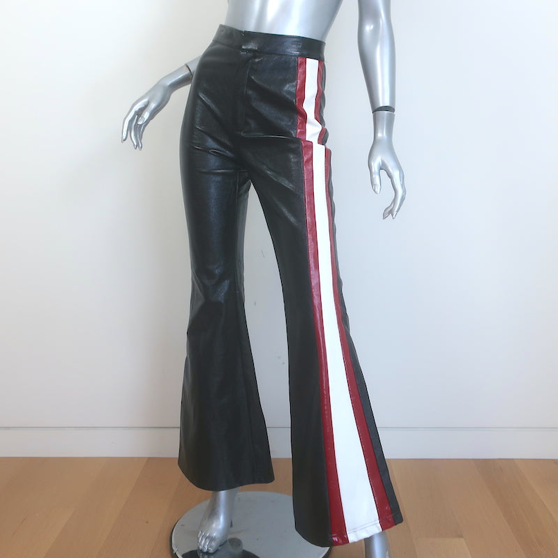 Cynthia Rowley Racer Side-Stripe Faux Leather Bell Bottom Pants Black Size 0